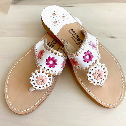 Palm beach sandals P.B. GIRLS ARBUTUS thong sandals size 8 pink deals white leather