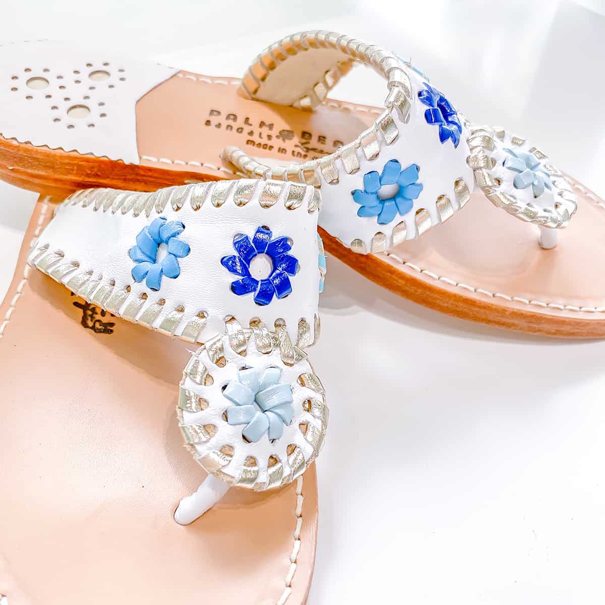 PALM BEACH SANDALS, WHITE/GOLD